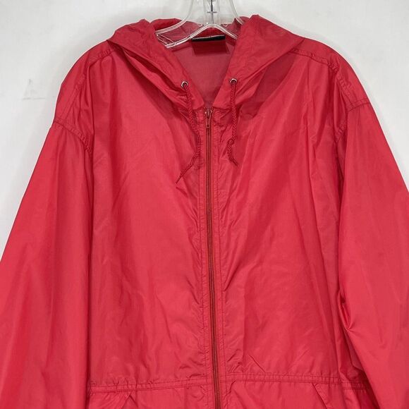 Casual Gear Rain Hooded Mens Large Red Long Sleeve Full Zip Jacket - Picture 2 of 14